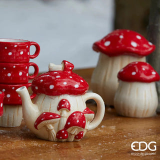 EDG Enzo De Gasperi Contenitore Natalizio Fungo H12,5 cm in Ceramica