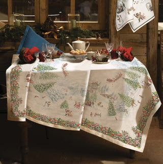 Tessitura Toscana Telerie Mantel navideño Incanto de lino 170x360 cm