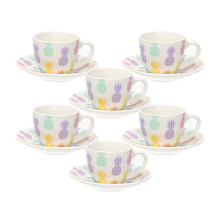 Tognana Set 6 Coffee Cups With Saucer Iris Wiki in New Bone Porcelain