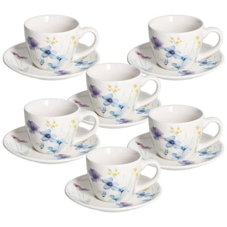 Tognana Set 6 Tazzine da Caffè Iris Florine 80cc in Porcellana