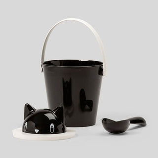 United Pets Crick Semi Airtight Kibble Bucket with Scoop Black