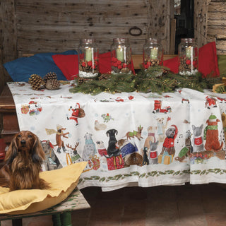 Tessitura Toscana Telerie Christmas Tablecloth Jingle Woof in Cotton 140x170 cm