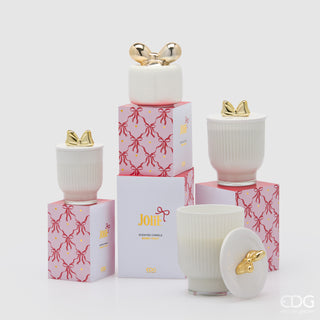 EDG Enzo De Gasperi Candela Bianca Jolie con Profumo Frangipani con Vaso D7 cm