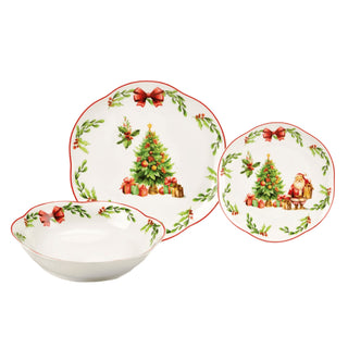 18-teiliges Weihnachtstischservice „Fade“ mit Porzellanschleife