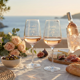 Le Gioie Set mit 2 Le Soleil La Mer et Toi Weingläsern im Glas, 450 ml