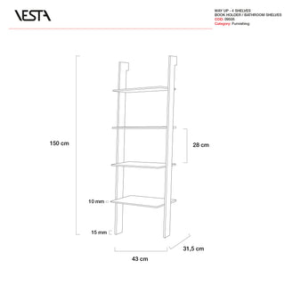 Vesta Bookcase 4 Shelves Way Up Medium in Acrylic Crystal