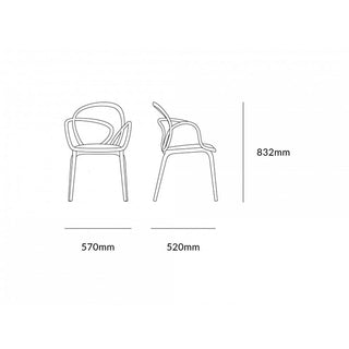 Qeeboo set 2 sedie Loop Chair Black con cuscini inclusi
