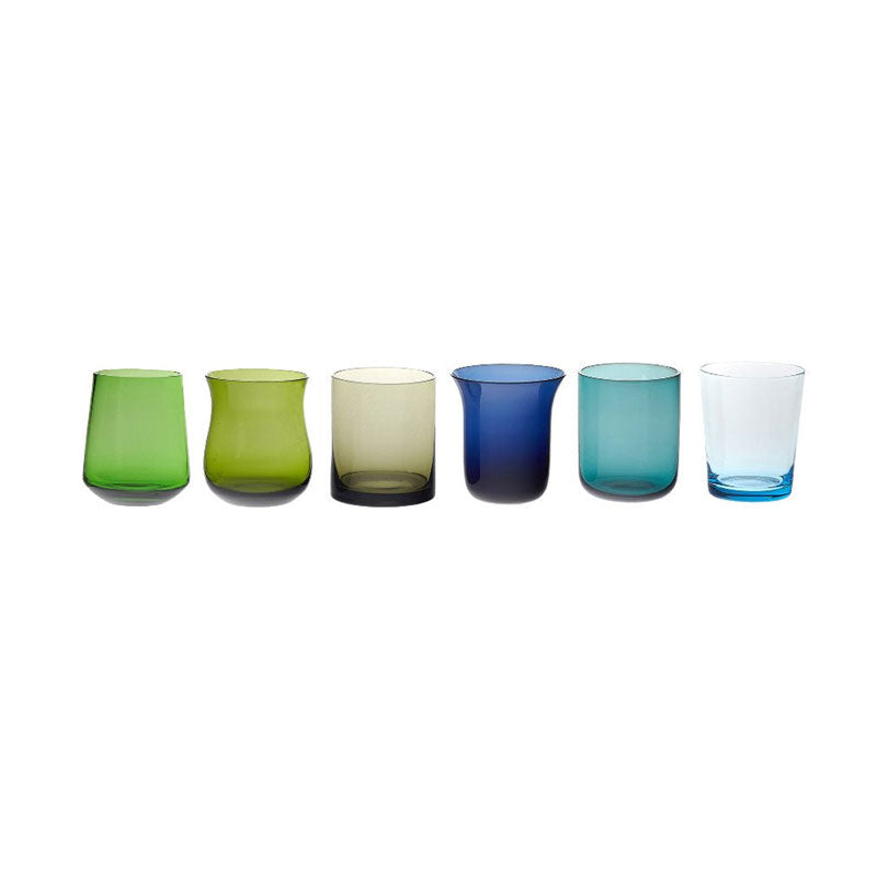 Bitossi Home Set 6 Bicchieri Tumbler Nuance Blu e Verde in Vetro Soffi ...