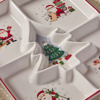 Tognana Porcellane Vassoio Natalizio 4 Scomparti Let it Snow 26x22 cm