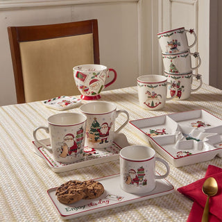 Tognana Porzellan Weihnachts-Frühstückstasse mit Untertasse Let it Snow