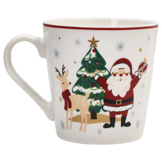 Tognana Porcellane Set 2 Tazze Mug con Vassoio Rettangolare Let it Snow