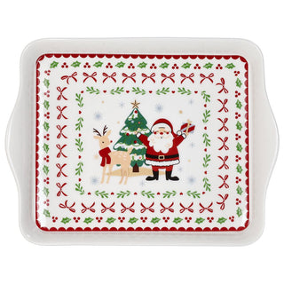 Tognana Porcellane Set 2 Tazze Mug con Vassoio Rettangolare Let it Snow