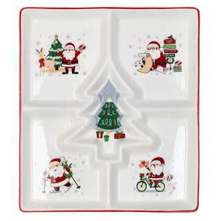 Tognana Porzellan Weihnachtstablett 4 Fächer Let it Snow 26x22 cm