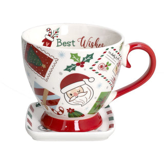 Tognana Porzellan Weihnachts-Frühstückstasse mit Untertasse Let it Snow