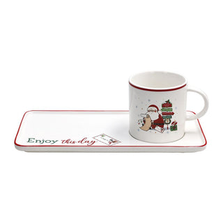 Tognana Porcellane Tazza Colazione con Vassoio Rettangolare Let it Snow