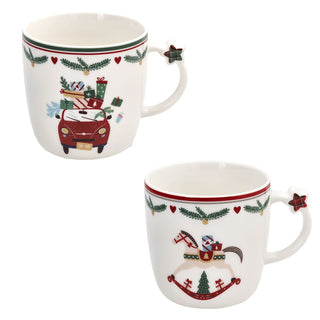 Tognana Porcellane Set of 2 Christmas Breakfast Cups Let it Snow Multicolor