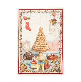 Tessitura Toscana Telerie Paño de cocina navideño Noël Gourmand Croque de lino 50x70 cm