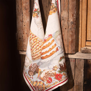 Tessitura Toscana Telerie Christmas Tea Towel Noel Gourmand Croque in Linen 50x70 cm
