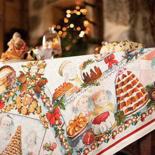 Tessitura Toscana Telerie Christmas Tablecloth Noel Gourmand in Linen 170x270 cm