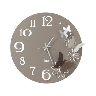 Arts and Crafts Butterfly Flowers Clock Small Sand Bronze 45 cm