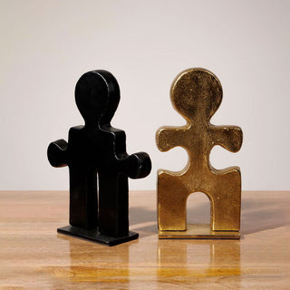 Chehoma Escultura Pareja Puzzle Negro y Oro 25×6×20 cm