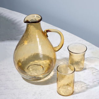 Chehoma Hammered Pitcher Verano in Yellow Glass