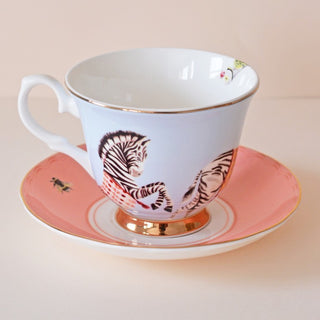 Yvonne Ellen Zebra Tea Cup and Saucer in New Bone Porcelain