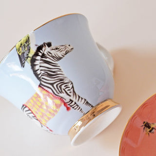 Yvonne Ellen Zebra Tea Cup and Saucer in New Bone Porcelain
