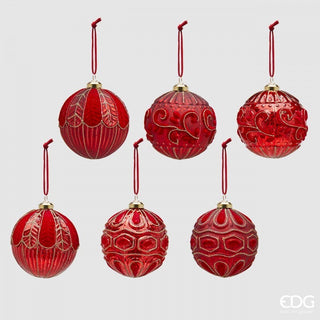 EDG Enzo De Gasperi Box 9 Poly D8 cm Red Mix Decorated Balls
