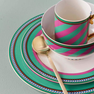 Pip Studio Chique Breakfast Plate Pink and Green Lines D23 cm