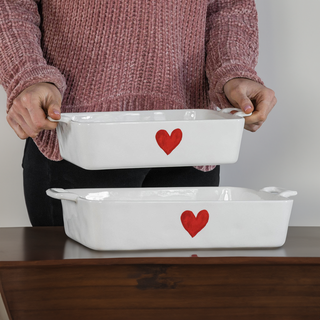Simple Day Red Heart Stoneware Baking Dish 30x22 cm