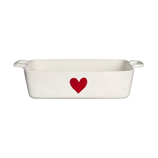 Simple Day Red Heart Stoneware Baking Dish 30x22 cm