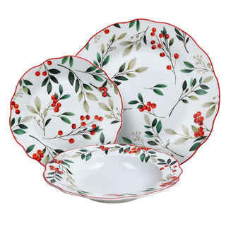 Tognana Offer Christmas Dinnerware Set Poema Hollyberry 24 Pieces