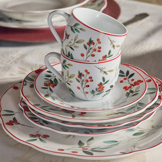 Tognana Offer Christmas Dinnerware Set Poema Hollyberry 24 Pieces