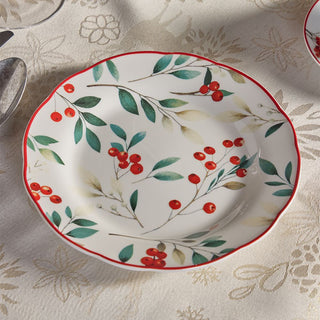 Tognana Offer Christmas Dinnerware Set Poema Hollyberry 24 Pieces