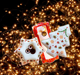 Villa Altachiara Joy Rechteckiges Weihnachtstablett aus Porzellan