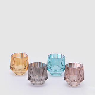 EDG Enzo De Gasperi Set of 3 Striped Candle Holders 2 Uses 8 cm Green Pink