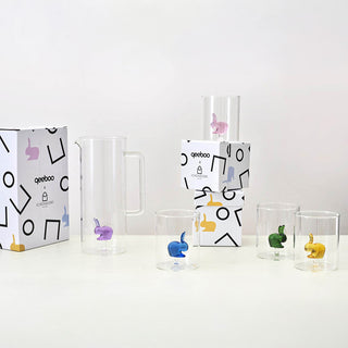 Ichendorf Milano x Qeeboo Tumbler Coniglio in Vetro Borosilicato Blu