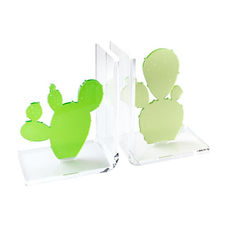 Vesta Green Cactus Bookend in Acrylic Crystal