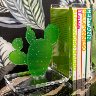 Vesta Green Cactus Bookend in Acrylic Crystal
