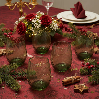 Fade Set mit 6 Braies Wassergläsern 500ml in grünem Glas