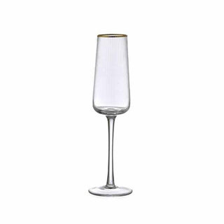 Evviva Set of 6 Royal Flutes with Gold Thread in Glass 220 ml