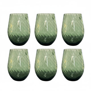 Fade Set mit 6 Braies Wassergläsern 500ml in grünem Glas