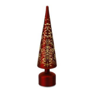 Hervit Creations Albero Cono in Vetro con Led H40 cm Rosso