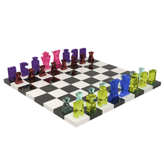 Vesta Multicolor Chess and Checkers Set in Acrylic Crystal