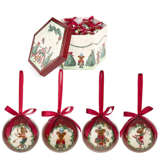 Nuvole di Cotone Set 14 Palline di Natale con Scatola Bear D7,5 cm