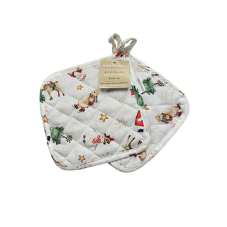 Brandani Set 2 Presine Natalizie Racconti 18x18 cm in Cotone