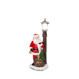 Nuvole di Stoffa Decorazione Babbo Natale con LLampione LED H91,7 cm