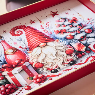 Tognana Porcellane Rechteckiges Weihnachtstablett mit Zwergen, 48 x 35 cm, Rot