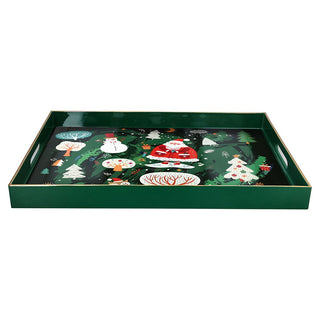 Tognana Porcellane Rechteckiges Weihnachtstablett Party Time 48x35 cm Waldgrün